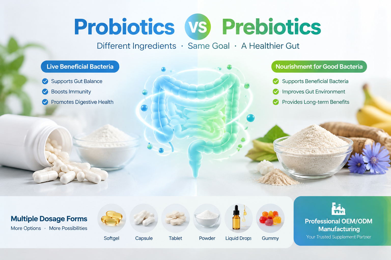 Probiotics vs Prebiotics: What’s the Difference?